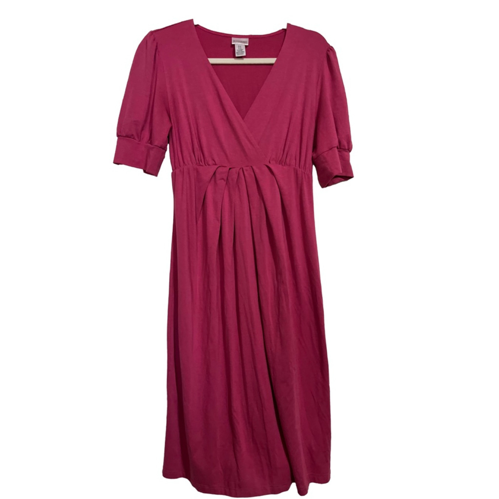 EUC Women's Motherhood Maternity Red V-Neck Short Sleeve Dress Size M - Picture 2 of 8